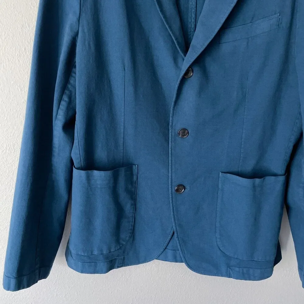 Bonobos Stretch Cotton Chore Blazer Athletic Fit 40R Blue Garment Dye Unlined